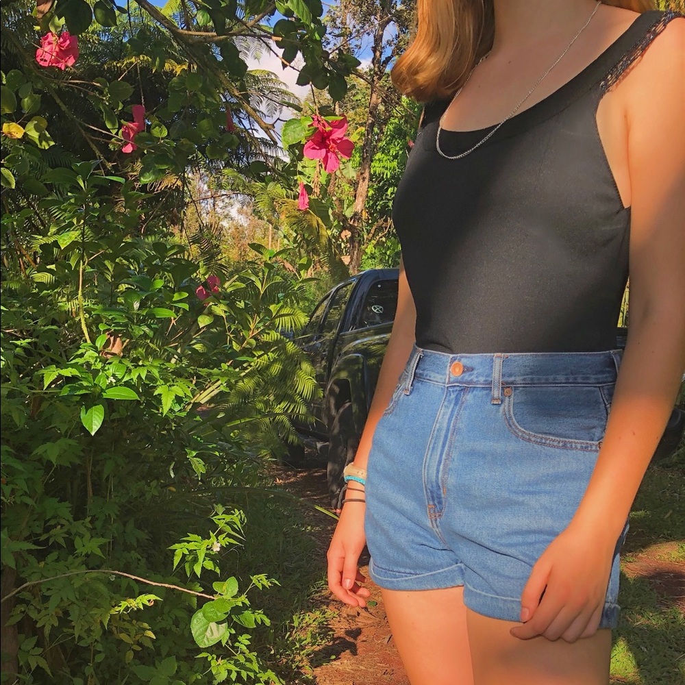 vintage black tank top with beaded sleeves